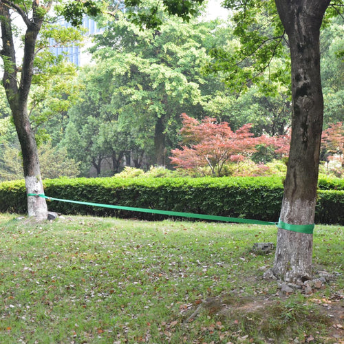 Slackline 15 m x 50 mm 150 kg grön