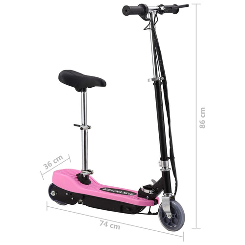 Elektrisk sparkcykel med sadel 120 W rosa