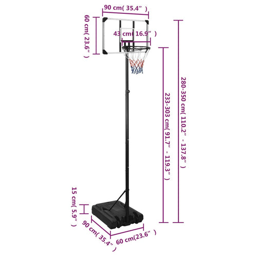 Basketkorg transparent 282-352 cm polykarbonat