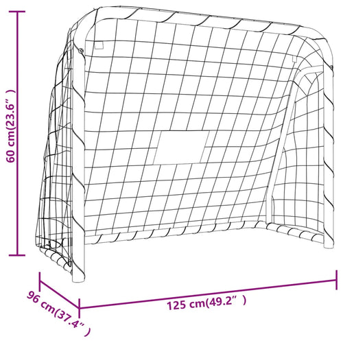 Fotbollsmål med nät vit 125x96x60 cm stål & polyester