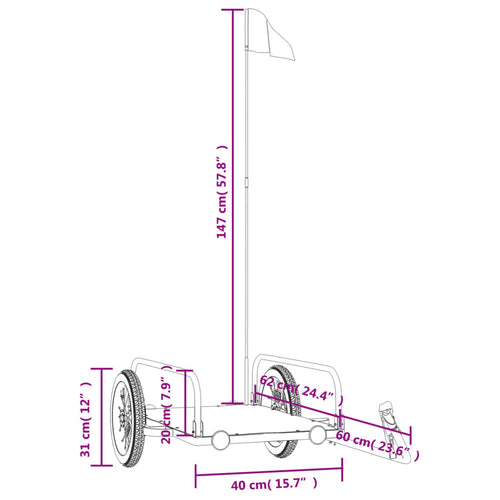 Cykelvagn svart 122x53x31 cm järn