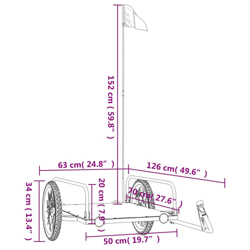 Cykelvagn svart 126x63x34 cm järn