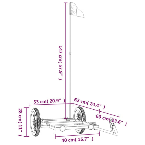 Cykelvagn svart 122x53x28 cm järn