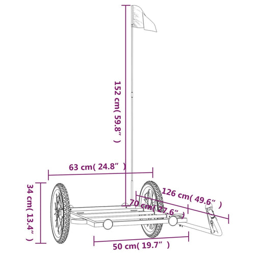 Cykelvagn svart 126x63x34 cm järn