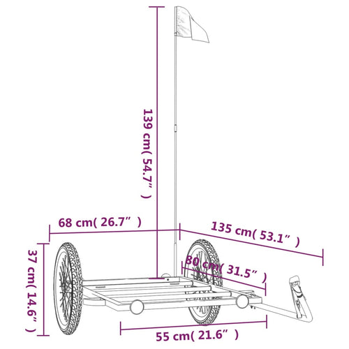 Cykelvagn svart 135x68x37 cm järn