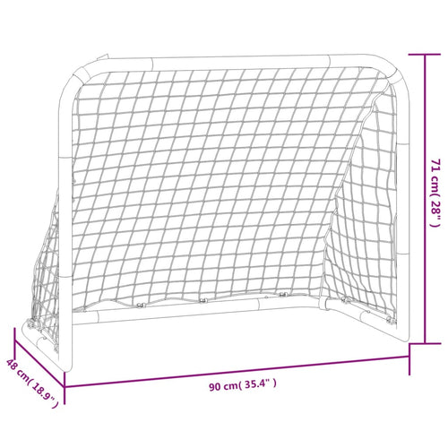 Fotbollsmål med nät röd och svart 90x48x71 cm stål