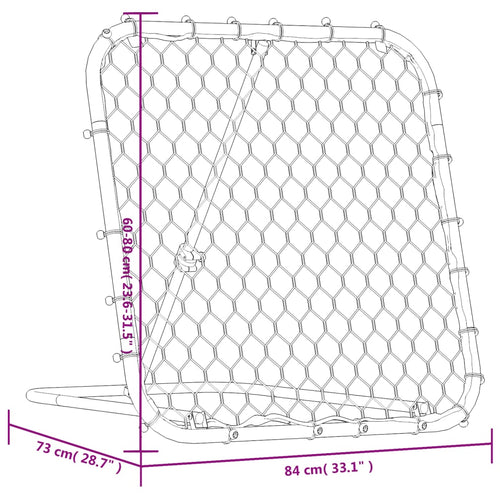 Fotbollsnät med rebounder justerbart svart 84x73x60-80 cm stål