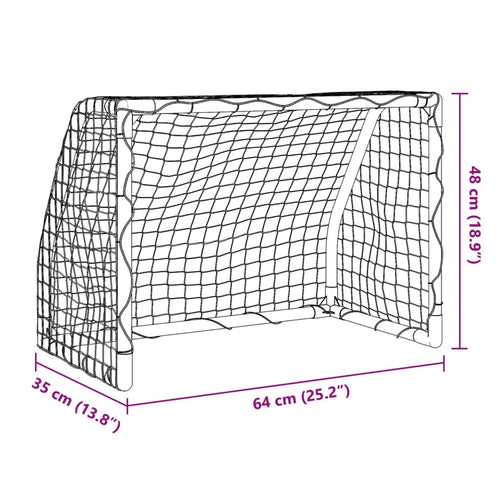 Barnfotbollsmål 2 st med boll vit 64x35x48 cm metall