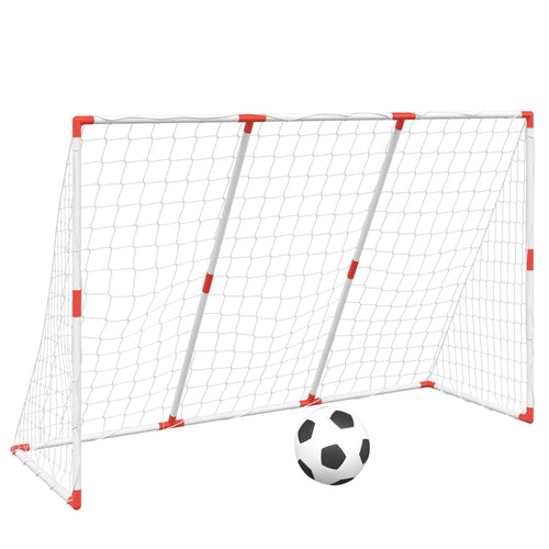 Barnfotbollsmål med bollar 2-i-1 vit 184x64x124 cm