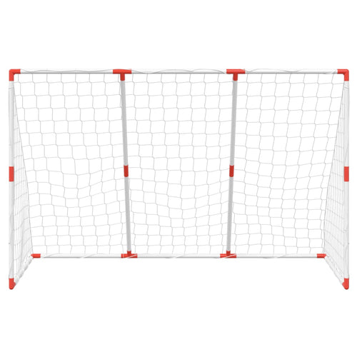 Barnfotbollsmål med bollar 2-i-1 vit 184x64x124 cm