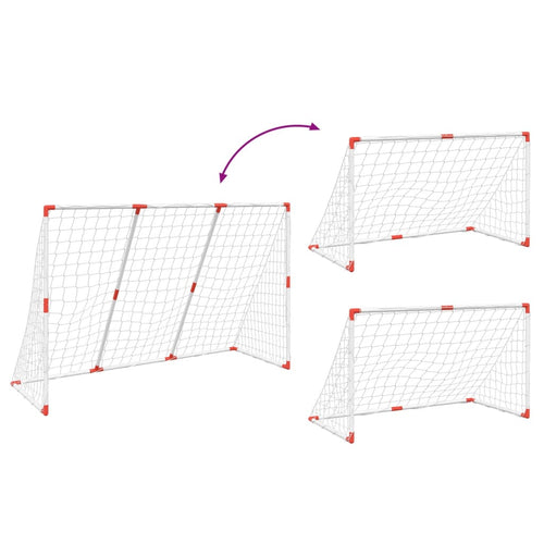 Barnfotbollsmål med bollar 2-i-1 vit 184x64x124 cm