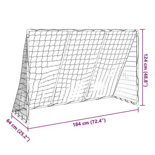 Barnfotbollsmål med bollar 2-i-1 vit 184x64x124 cm