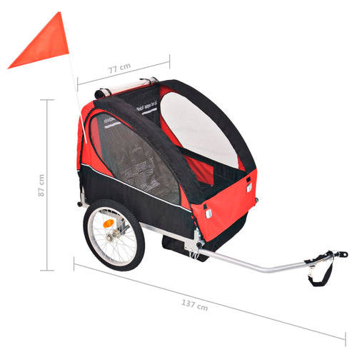 Cykelvagn röd och svart 30 kg
