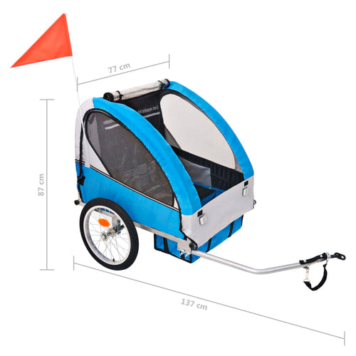 Cykelvagn grå och blå 30 kg