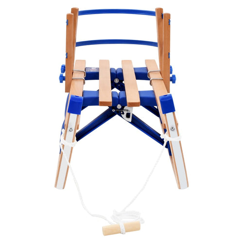 Hopfällbar kälke med ryggstöd trä 119 cm