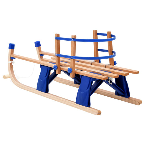 Hopfällbar kälke med ryggstöd trä 119 cm