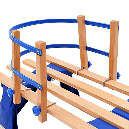 Hopfällbar kälke med ryggstöd trä 119 cm