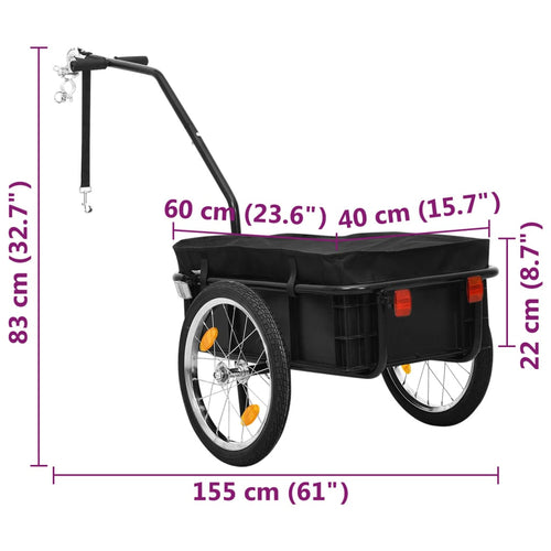 Cykelvagn/handkärra 155x60x83 cm stål svart