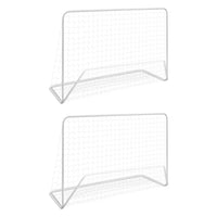 Fotbollsmål 2 st med nät 182x61x122 cm stål vit