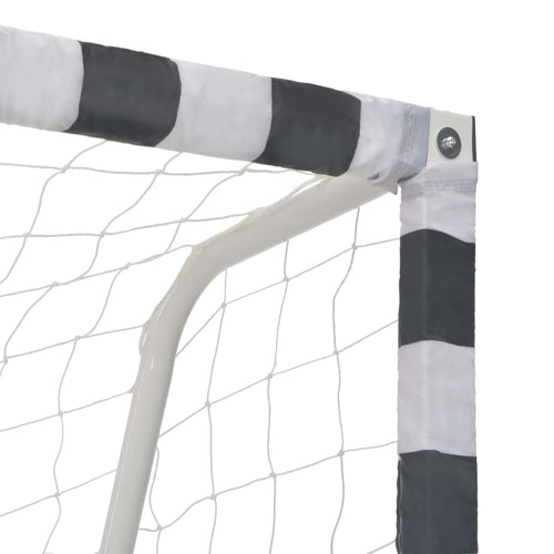 Fotbollsmål 300x200x90 cm metall svart och vit