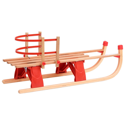 Hopfällbar kälke med ryggstöd 119 cm trä