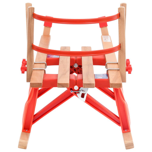 Hopfällbar kälke med ryggstöd 119 cm trä