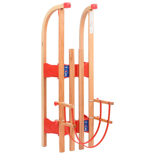 Hopfällbar kälke med ryggstöd 119 cm trä
