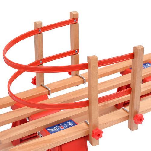Hopfällbar kälke med ryggstöd 119 cm trä