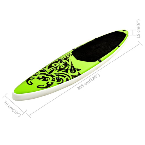 SUP-bräda uppblåsbar 305x76x15 cm grön