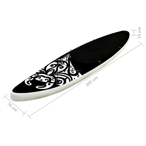 SUP-bräda uppblåsbar 305x76x15 cm svart