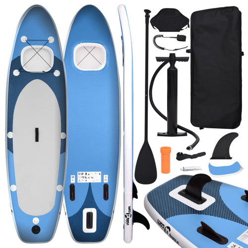 Upplåsbar SUP-bräda set blå 330x76x10 cm