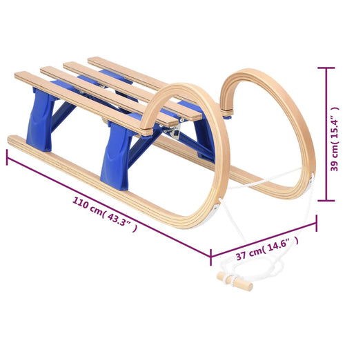 Hopfällbar kälke 110 cm plywood