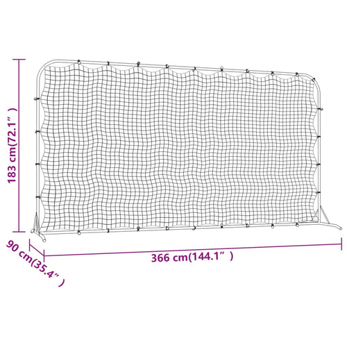Fotbollsnät med rebounder svart 366x90x183 cm HDPE
