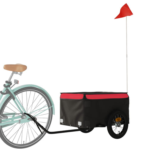 Cykelvagn svart och röd 30 kg järn